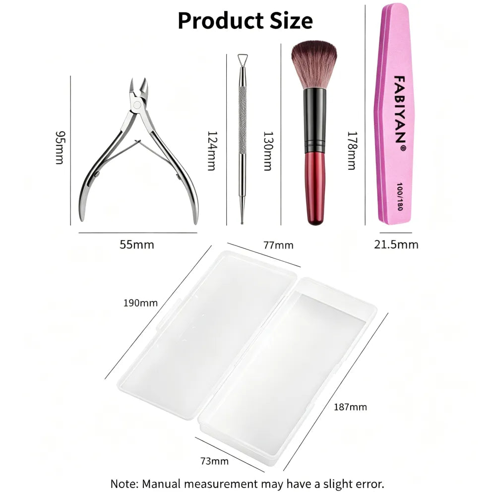 Manicure Tool Set, Nail Files & Buffers, Stainless Steel Cuticle Nipper & Cuticle Pusher, Nail Grooming & Removing Kit