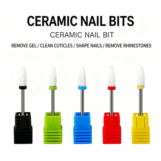 Ceramic Nail Drill Bit, Corn Shape Nail File Bit for Electric Nail Machine, Low Heat for Cuticle Removal & Nail Polishing