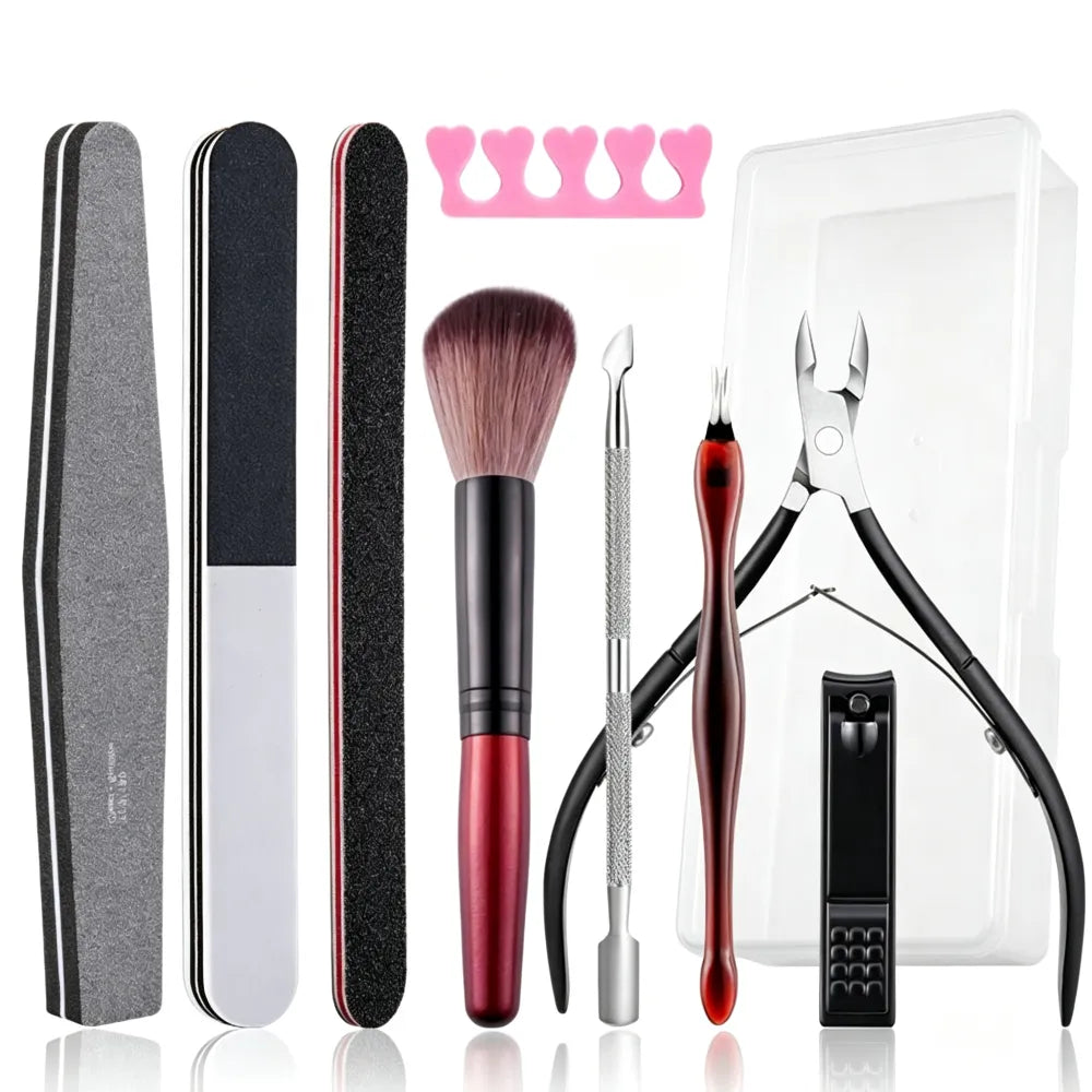 Manicure Tool Set, Nail Files & Buffers, Stainless Steel Cuticle Nipper & Cuticle Pusher, Nail Grooming & Removing Kit