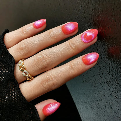 32PcsNails16Size Gel soft nail, dragon fruit, cat-eye false nails, nail art stickers, wearable nail tips