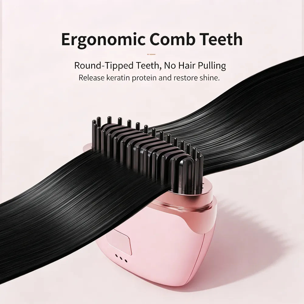 Wireless hair straightening comb, mini and portable, can be used for both straightening and curling, protects hair and prevents damage, USB charging, with a digital display screen
