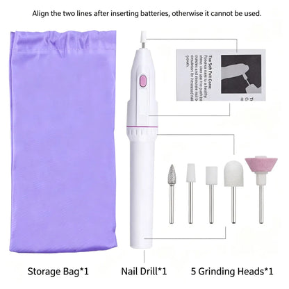 Electric Nail Drill Machine, Mini Portable Nail Polishing Tool for Nail Art