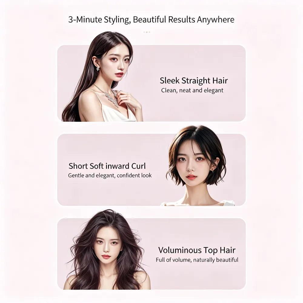 Wireless hair straightening comb, mini and portable, can be used for both straightening and curling, protects hair and prevents damage, USB charging, with a digital display screen