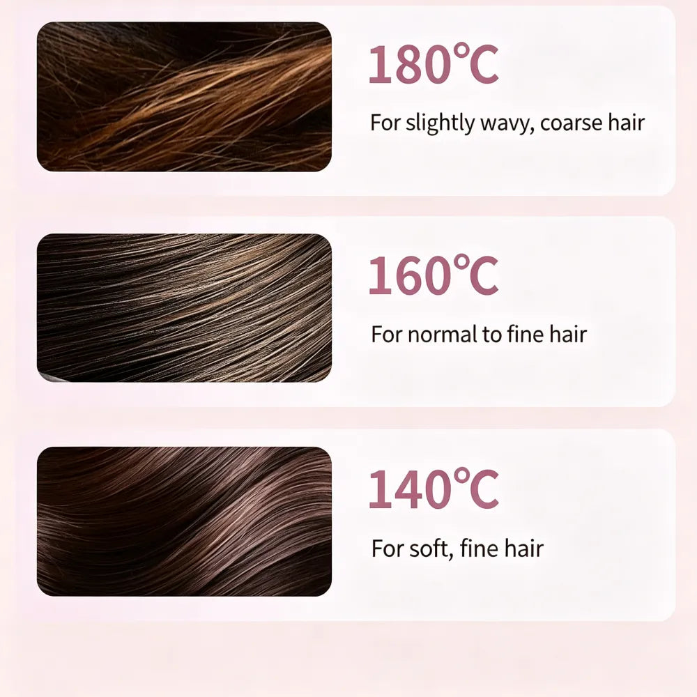 Wireless hair straightening comb, mini and portable, can be used for both straightening and curling, protects hair and prevents damage, USB charging, with a digital display screen