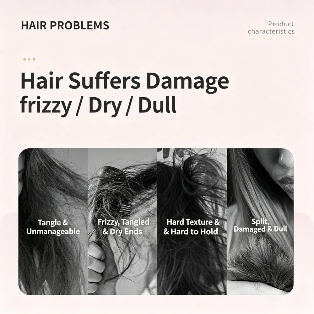 Wireless hair straightening comb, mini and portable, can be used for both straightening and curling, protects hair and prevents damage, USB charging, with a digital display screen