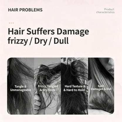 Wireless hair straightening comb, mini and portable, can be used for both straightening and curling, protects hair and prevents damage, USB charging, with a digital display screen