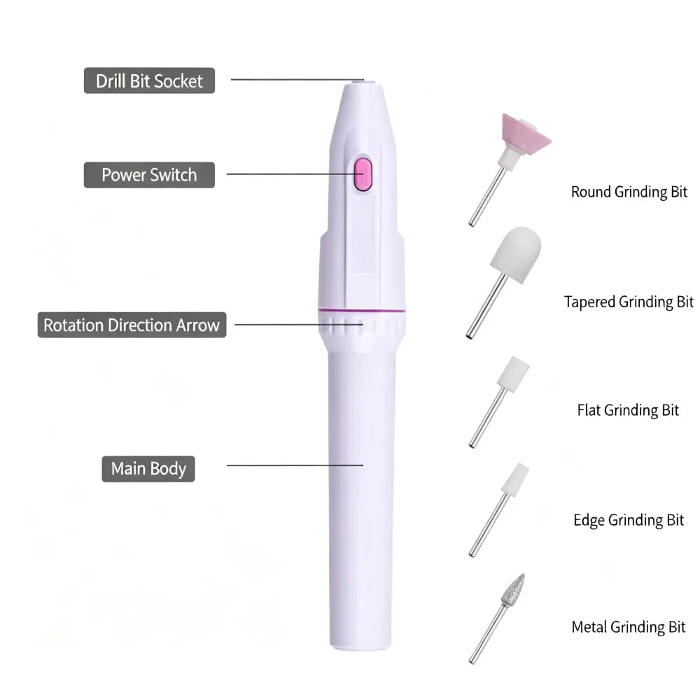 Electric Nail Drill Machine, Mini Portable Nail Polishing Tool for Nail Art