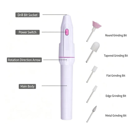 Electric Nail Drill Machine, Mini Portable Nail Polishing Tool for Nail Art