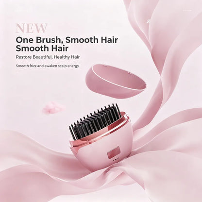 Wireless hair straightening comb, mini and portable, can be used for both straightening and curling, protects hair and prevents damage, USB charging, with a digital display screen