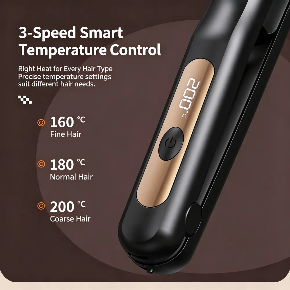 3‑in‑1 Interchangeable Hair Styling Iron, Cordless Flat Iron & Curling Wand, Rechargeable Wireless Hair Straightener for Fluffy Hairstyle