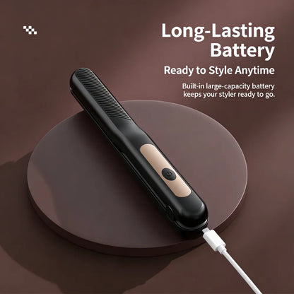 3‑in‑1 Interchangeable Hair Styling Iron, Cordless Flat Iron & Curling Wand, Rechargeable Wireless Hair Straightener for Fluffy Hairstyle