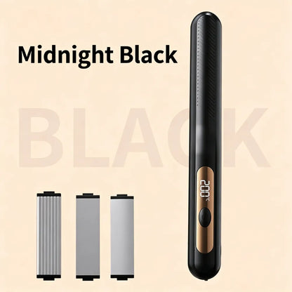 3‑in‑1 Interchangeable Hair Styling Iron, Cordless Flat Iron & Curling Wand, Rechargeable Wireless Hair Straightener for Fluffy Hairstyle
