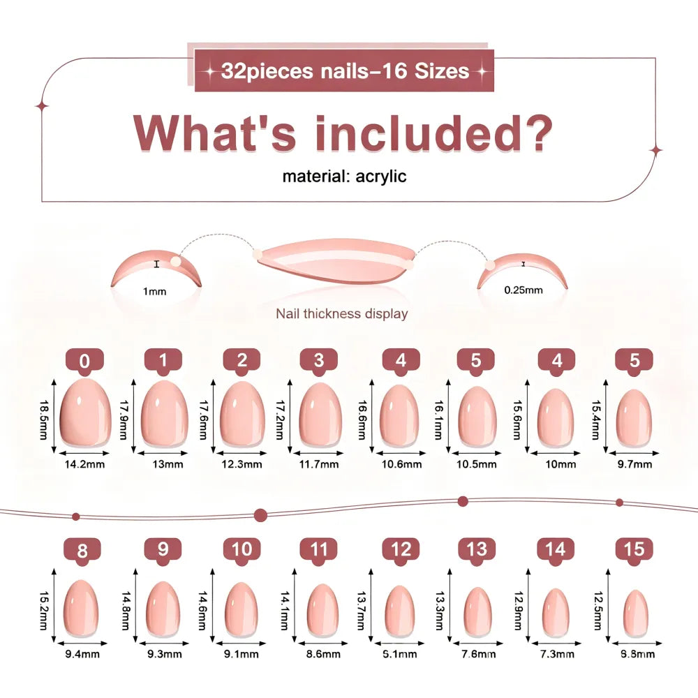32PcsNails16Size Gel soft nail, dragon fruit, cat-eye false nails, nail art stickers, wearable nail tips