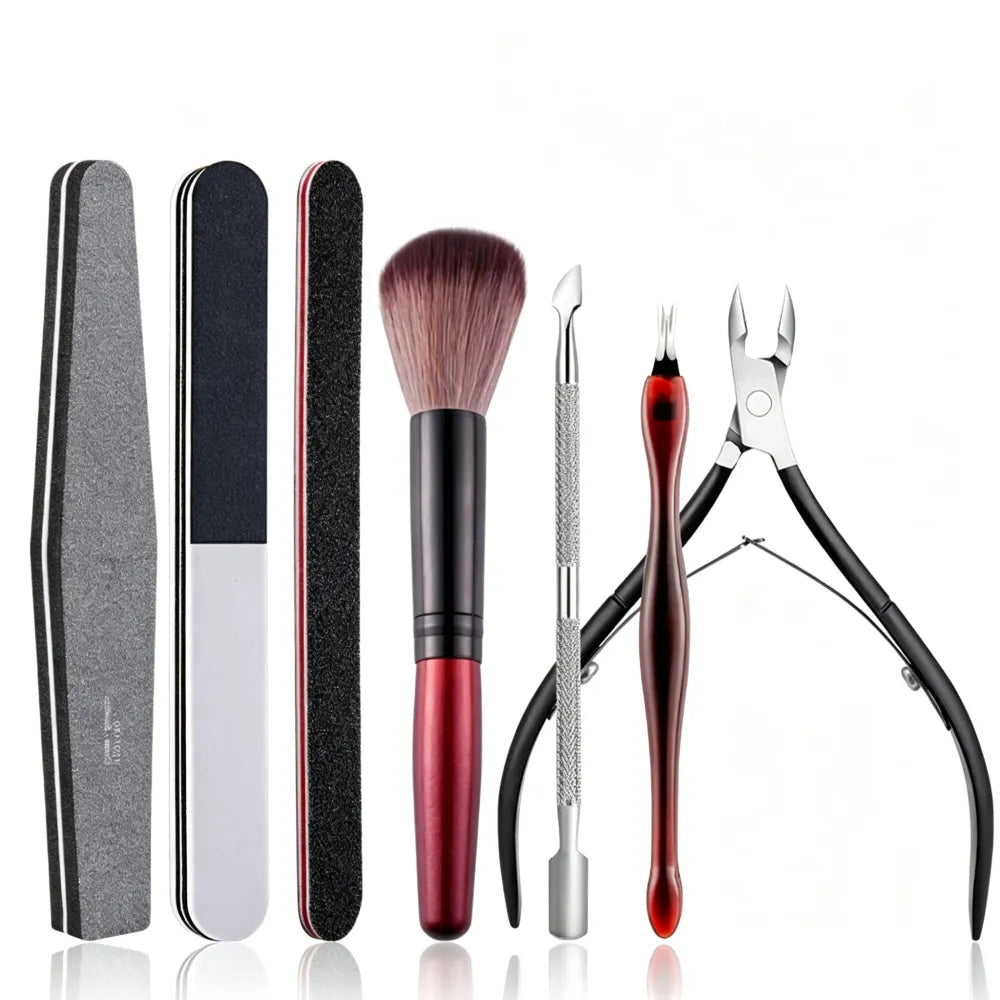 Manicure Tool Set, Nail Files & Buffers, Stainless Steel Cuticle Nipper & Cuticle Pusher, Nail Grooming & Removing Kit