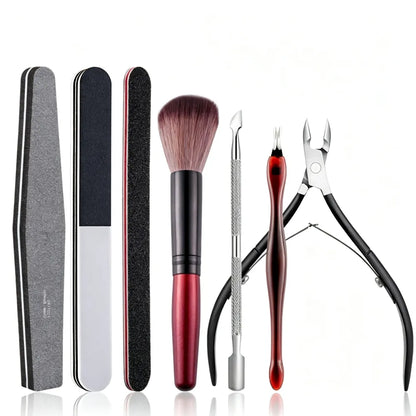 Manicure Tool Set, Nail Files & Buffers, Stainless Steel Cuticle Nipper & Cuticle Pusher, Nail Grooming & Removing Kit