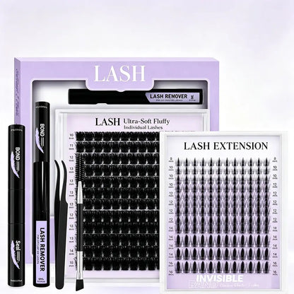 3D Faux Mink False Eyelashes, 8-16mm Natural Fluffy Multi-Pack with Cotton Band, Lash Kit with Glue Tweezers and Remover for Daily Wear