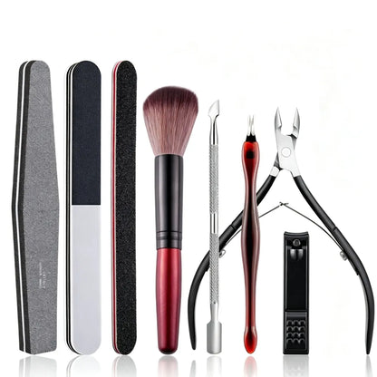 Manicure Tool Set, Nail Files & Buffers, Stainless Steel Cuticle Nipper & Cuticle Pusher, Nail Grooming & Removing Kit