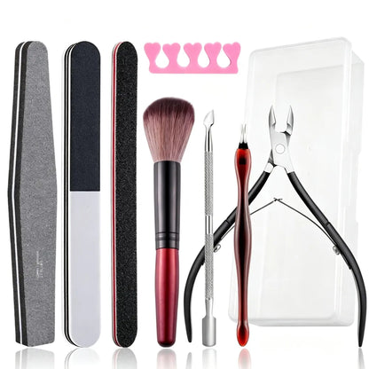Manicure Tool Set, Nail Files & Buffers, Stainless Steel Cuticle Nipper & Cuticle Pusher, Nail Grooming & Removing Kit