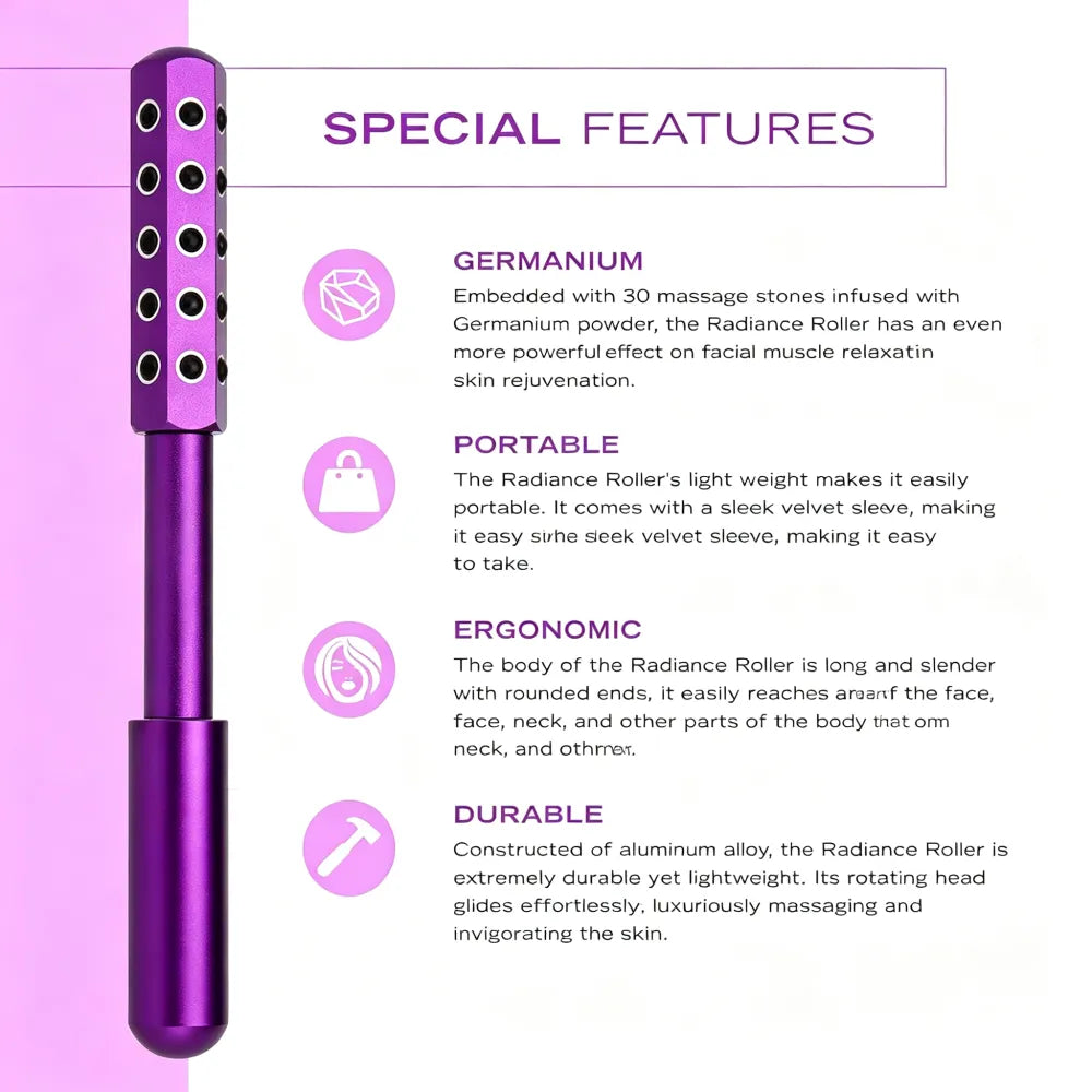 24‑Germanium‑Stone Facial Beauty Bar | Face & Neck Lifting Massage Roller