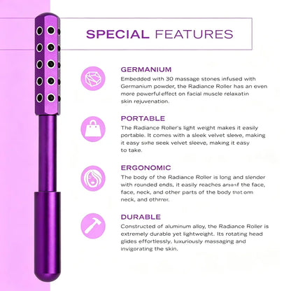 24‑Germanium‑Stone Facial Beauty Bar | Face & Neck Lifting Massage Roller