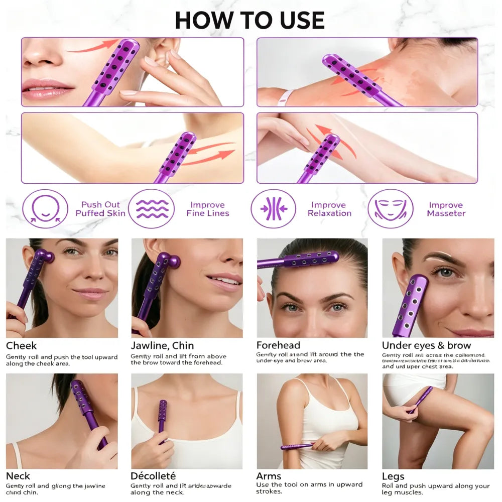 24‑Germanium‑Stone Facial Beauty Bar | Face & Neck Lifting Massage Roller