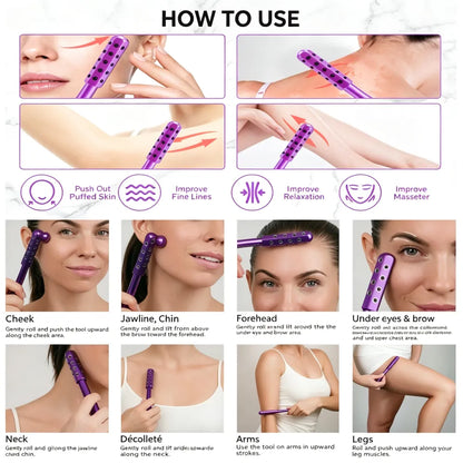 24‑Germanium‑Stone Facial Beauty Bar | Face & Neck Lifting Massage Roller