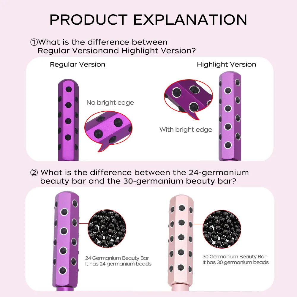 24‑Germanium‑Stone Facial Beauty Bar | Face & Neck Lifting Massage Roller