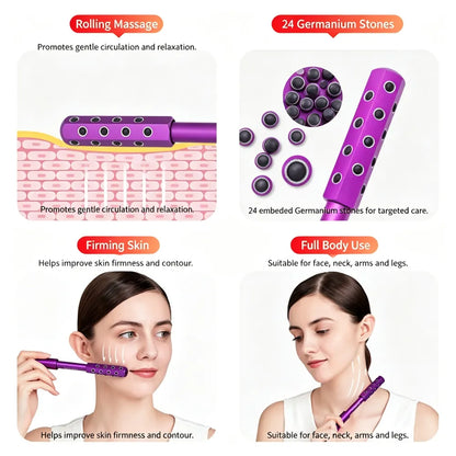 24‑Germanium‑Stone Facial Beauty Bar | Face & Neck Lifting Massage Roller