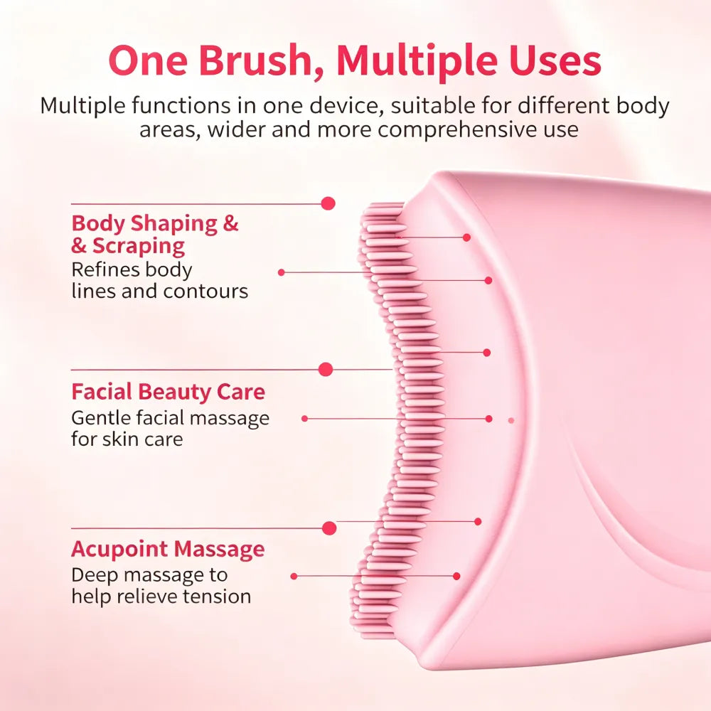 Crescent Gua Sha Brush | Lymphatic Contour Massager for Face, Eye & Neck
