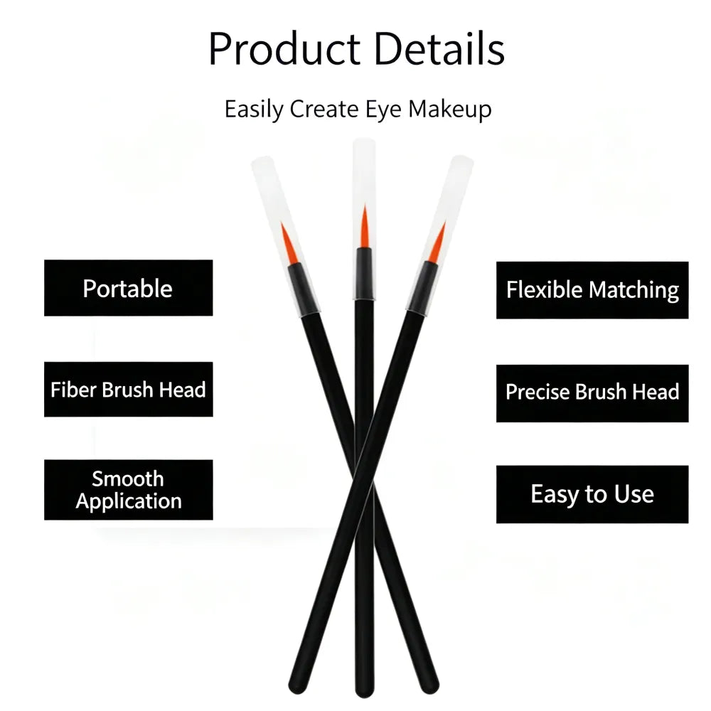 Disposable Golden Fiber Eyeliner Brushes with Cap, Portable Fine Firm‑Tip Applicators for Eyeliner Gel