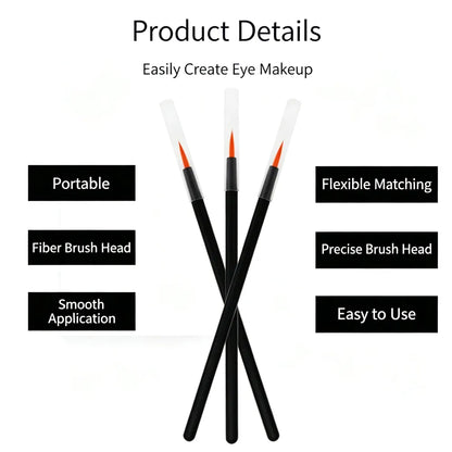 Disposable Golden Fiber Eyeliner Brushes with Cap, Portable Fine Firm‑Tip Applicators for Eyeliner Gel