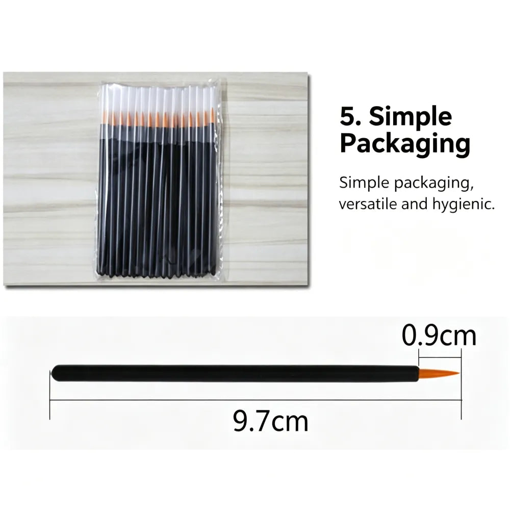 Disposable Golden Fiber Eyeliner Brushes with Cap, Portable Fine Firm‑Tip Applicators for Eyeliner Gel