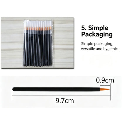 Disposable Golden Fiber Eyeliner Brushes with Cap, Portable Fine Firm‑Tip Applicators for Eyeliner Gel
