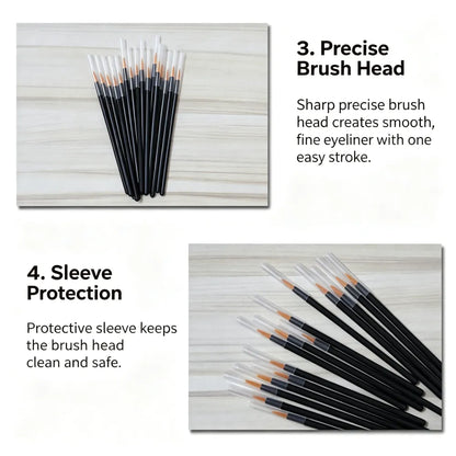 Disposable Golden Fiber Eyeliner Brushes with Cap, Portable Fine Firm‑Tip Applicators for Eyeliner Gel