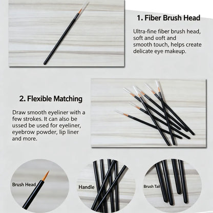 Disposable Golden Fiber Eyeliner Brushes with Cap, Portable Fine Firm‑Tip Applicators for Eyeliner Gel