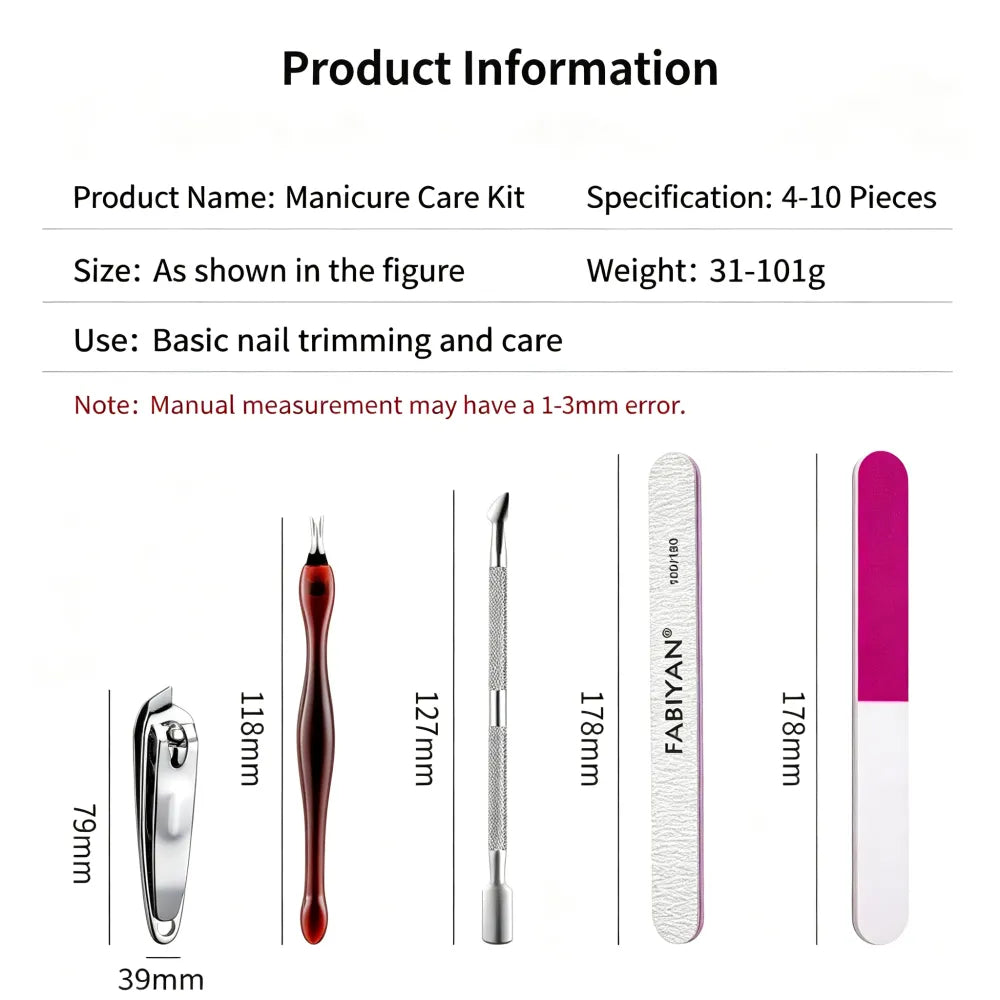 Manicure Tool Set, Nail Files & Buffers, Stainless Steel Cuticle Nipper & Cuticle Pusher, Nail Grooming & Removing Kit