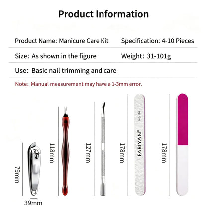Manicure Tool Set, Nail Files & Buffers, Stainless Steel Cuticle Nipper & Cuticle Pusher, Nail Grooming & Removing Kit