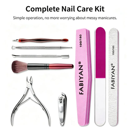 Manicure Tool Set, Nail Files & Buffers, Stainless Steel Cuticle Nipper & Cuticle Pusher, Nail Grooming & Removing Kit