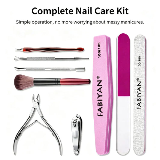 Manicure Tool Set, Nail Files & Buffers, Stainless Steel Cuticle Nipper & Cuticle Pusher, Nail Grooming & Removing Kit