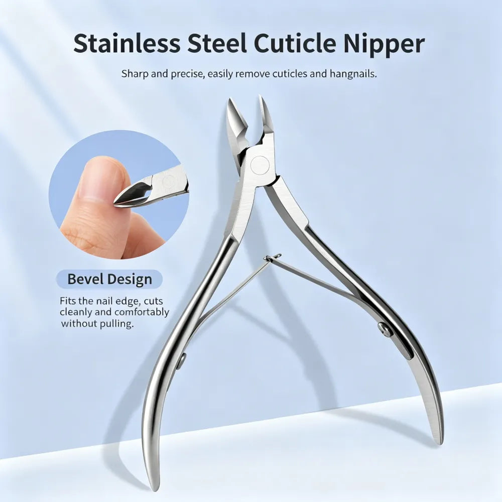 Manicure Tool Set, Nail Files & Buffers, Stainless Steel Cuticle Nipper & Cuticle Pusher, Nail Grooming & Removing Kit