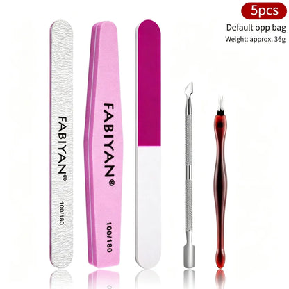 Manicure Tool Set, Nail Files & Buffers, Stainless Steel Cuticle Nipper & Cuticle Pusher, Nail Grooming & Removing Kit