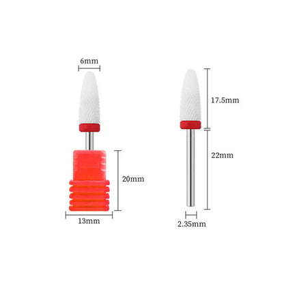 Ceramic Nail Drill Bit, Corn Shape Nail File Bit for Electric Nail Machine, Low Heat for Cuticle Removal & Nail Polishing