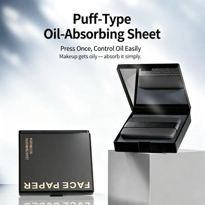 Portable Oil Blotting Papers for Face, Oil Control Absorbing Sheets with Powder Puff, Matte Finish for Men and Women