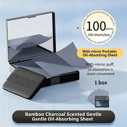 Portable Oil Blotting Papers for Face, Oil Control Absorbing Sheets with Powder Puff, Matte Finish for Men and Women