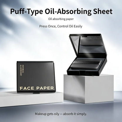 Portable Oil Blotting Papers for Face, Oil Control Absorbing Sheets with Powder Puff, Matte Finish for Men and Women