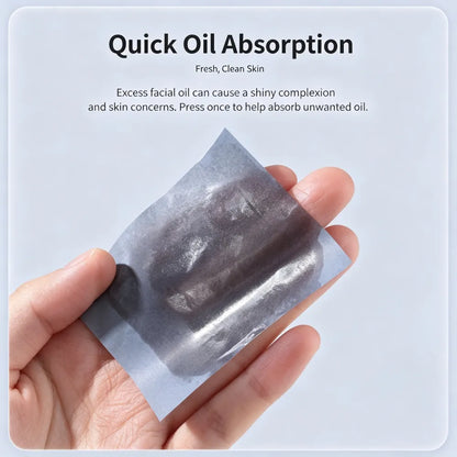 Portable Oil Blotting Papers for Face, Oil Control Absorbing Sheets with Powder Puff, Matte Finish for Men and Women