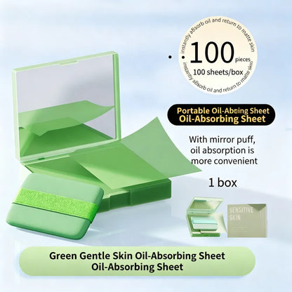 Portable Oil Blotting Papers for Face, Oil Control Absorbing Sheets with Powder Puff, Matte Finish for Men and Women