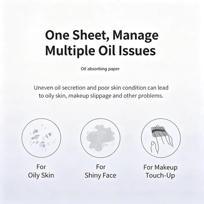 Portable Oil Blotting Papers for Face, Oil Control Absorbing Sheets with Powder Puff, Matte Finish for Men and Women