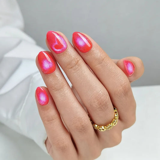 32PcsNails16Size Gel soft nail, dragon fruit, cat-eye false nails, nail art stickers, wearable nail tips