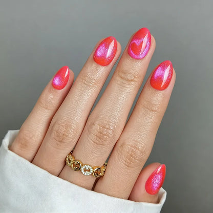 32PcsNails16Size Gel soft nail, dragon fruit, cat-eye false nails, nail art stickers, wearable nail tips